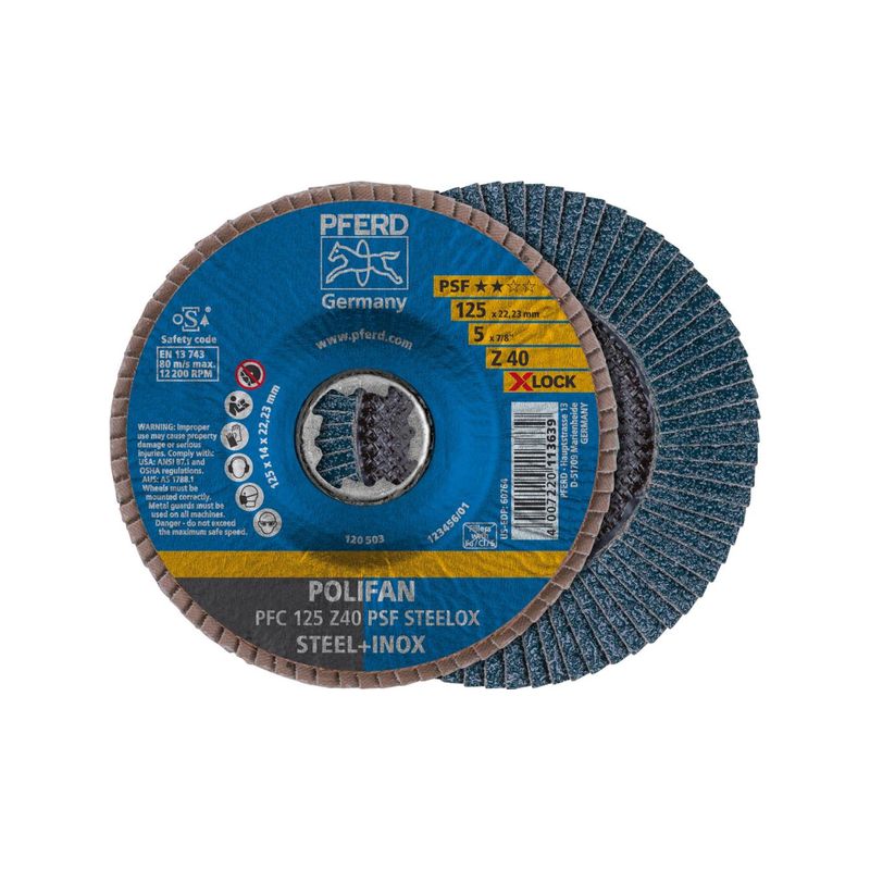 Disco abrasivo de laminasX-LOCK STEELOX K40PSF115mmPferd