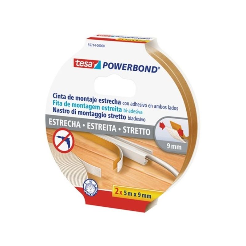 CINTA ADH 09MMx 10MT D/CARA BL TESA POWERBOND TESATAPE 2 PZ