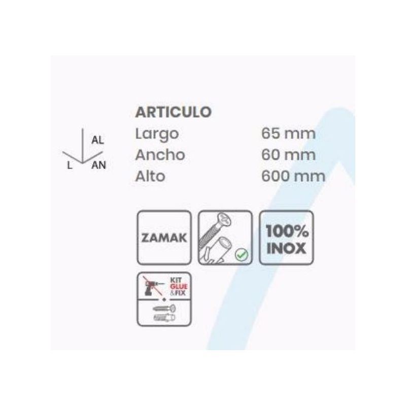 TOALLERO BAÑO BARRA 60CM MURAL INOX INOX MARTIN S TATAY