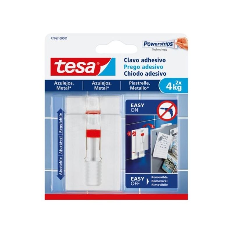 COLGADOR HOG 4KG ADH REUT CLAVO PL BL AJUST. 2 PZ TESATAPE