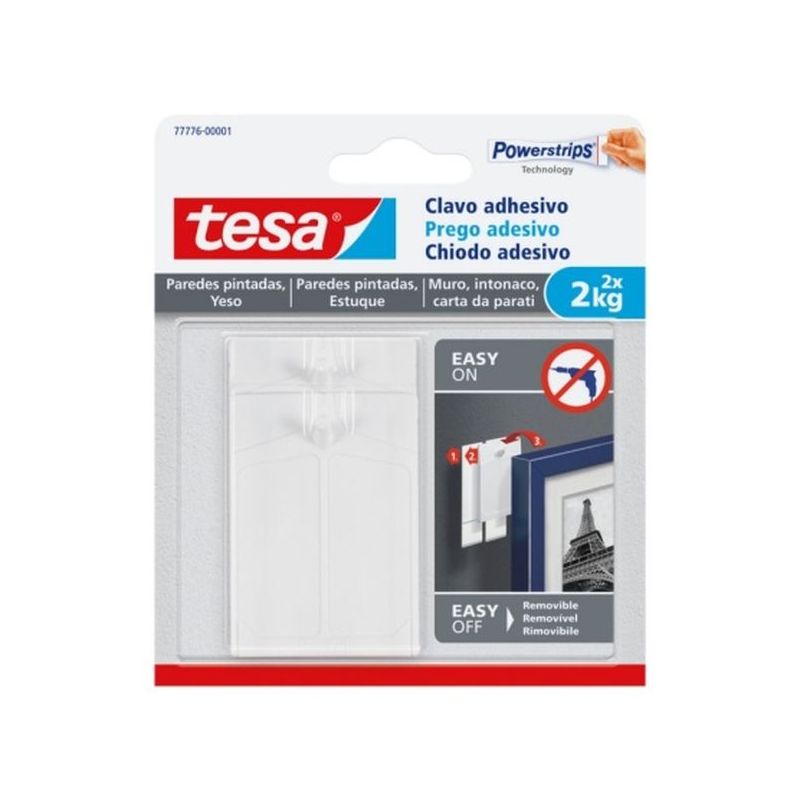 COLGADOR HOG 2KG ADH REUT CLAVO PL BL PARED PINT 2 PZ TESATA