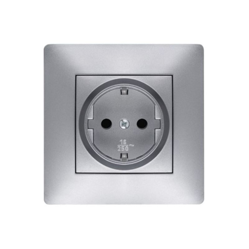 BASE ENCHUFE ELEC 16A-250V SCHUKO TT EMPOTRAR ABS ALUM HABIT