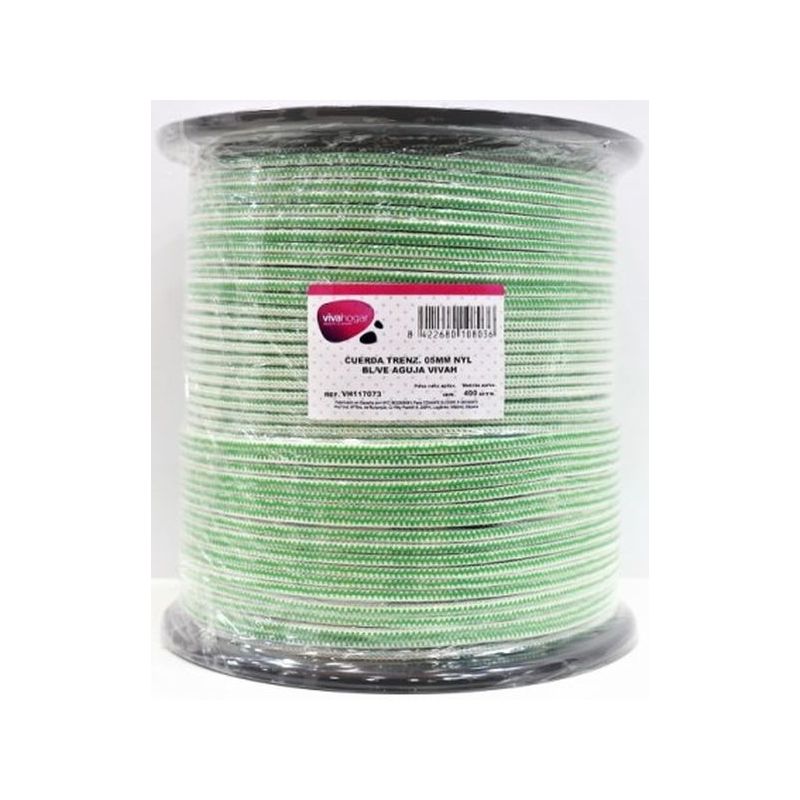 CUERDA TRENZ. 05MM NYL BL/VE AGUJA VIVAHOGAR 400 MT