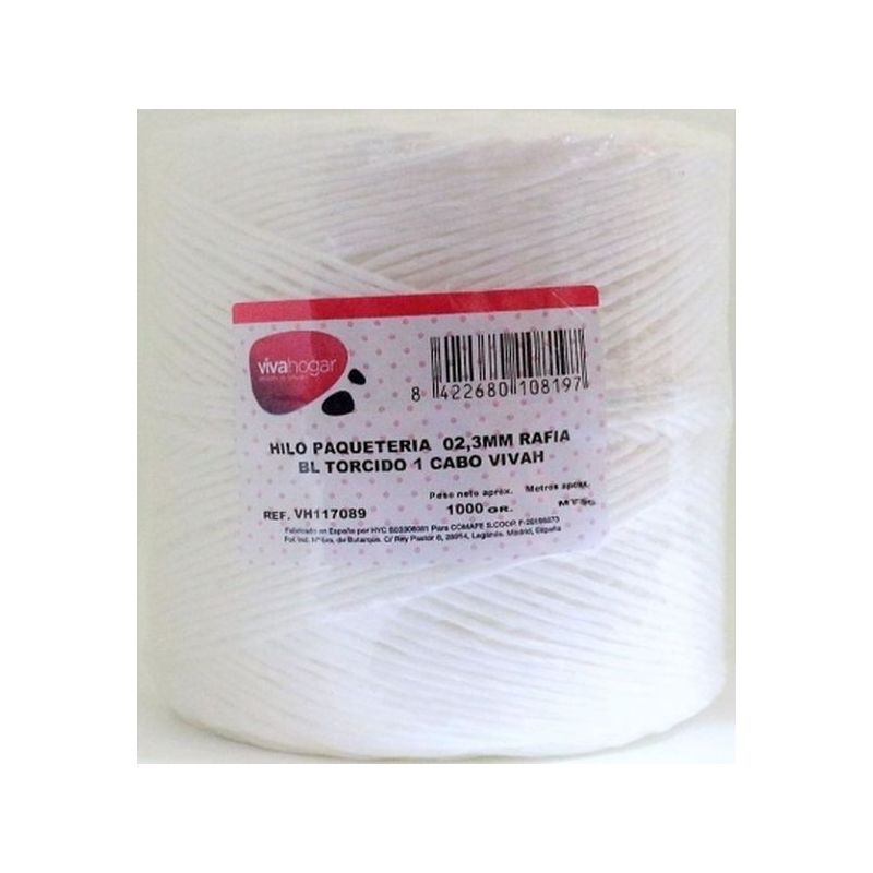 HILO PAQUETERIA 1000GR 02,3MM RAFIA BL TORCIDO 1 CABO VIVAHO