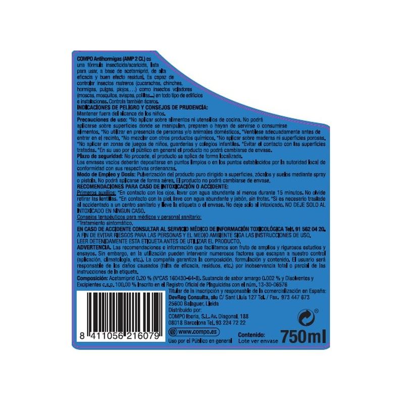 INSECTICIDA HORMI PISTOLA COMPO 750 ML