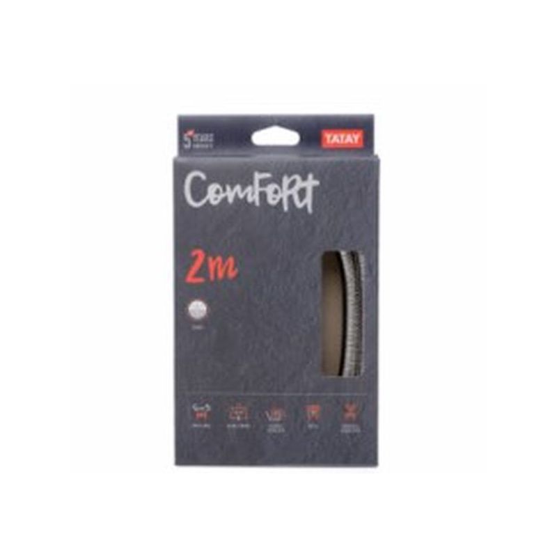 FLEXO BAÑO DUCHA 2,0MT DOBLE ENGATILLADO ACERO/LATON CONFORT