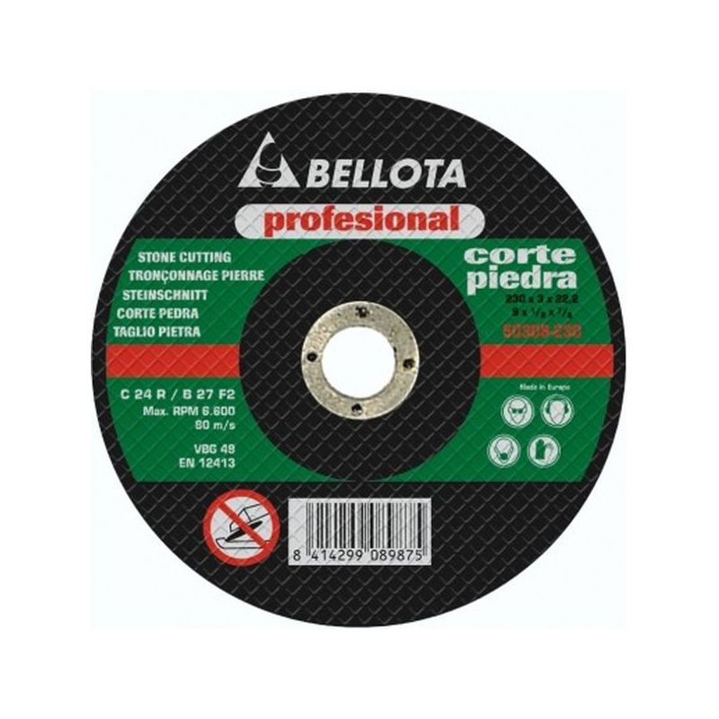 DISCO CORTE PIEDRA 230x3x22 MM BELLOTA