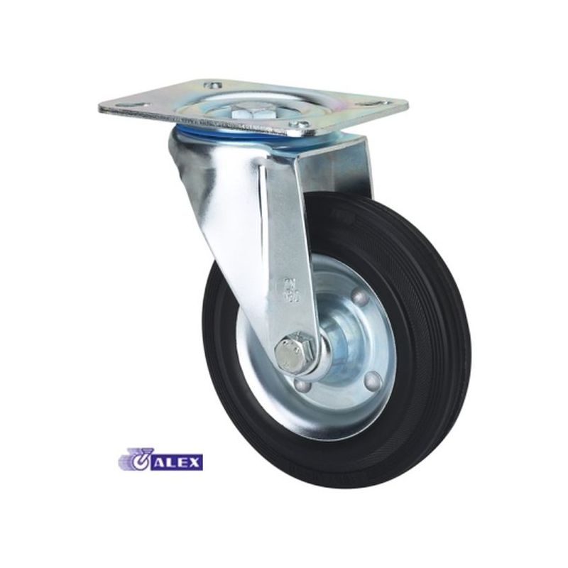 RUEDA GIR 125MM 2-0227 PL.106X086 140KG.LISO GOM NEG ZV BS A