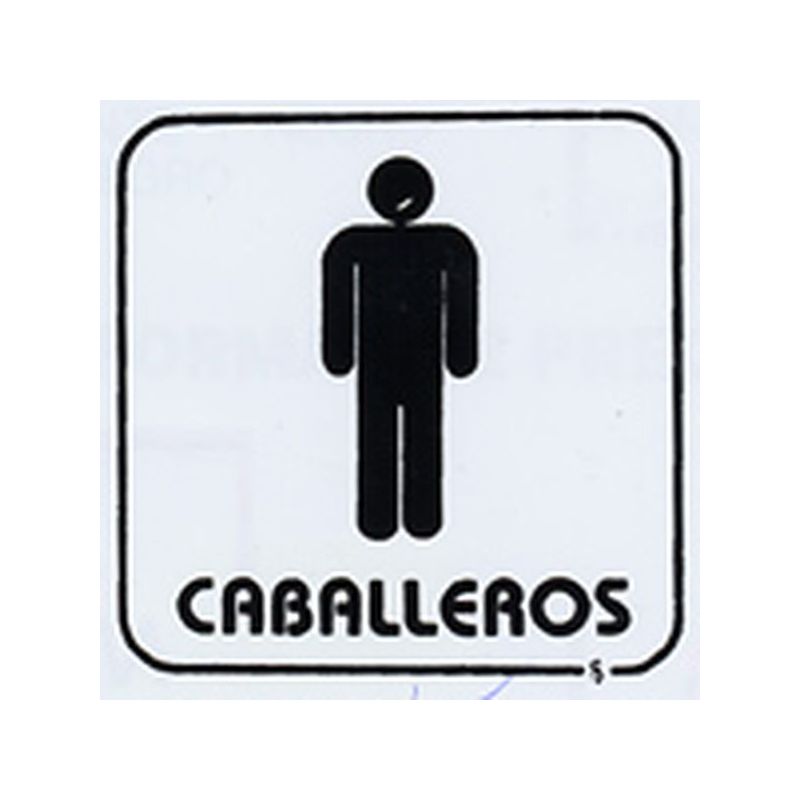 PLACA SEÑAL ADH 110X110MM CABALLEROS PICT. POLIEST BL SUPERL