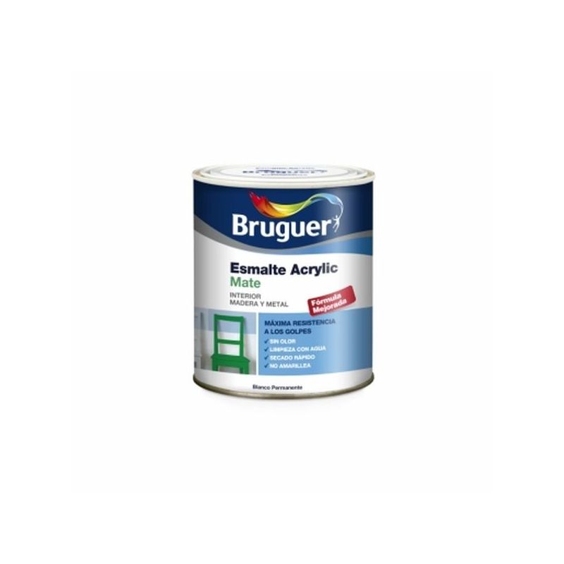 ESMALTE ACRIL MATE 250 ML BL/PERM INT. S/OLOR BRUGUER