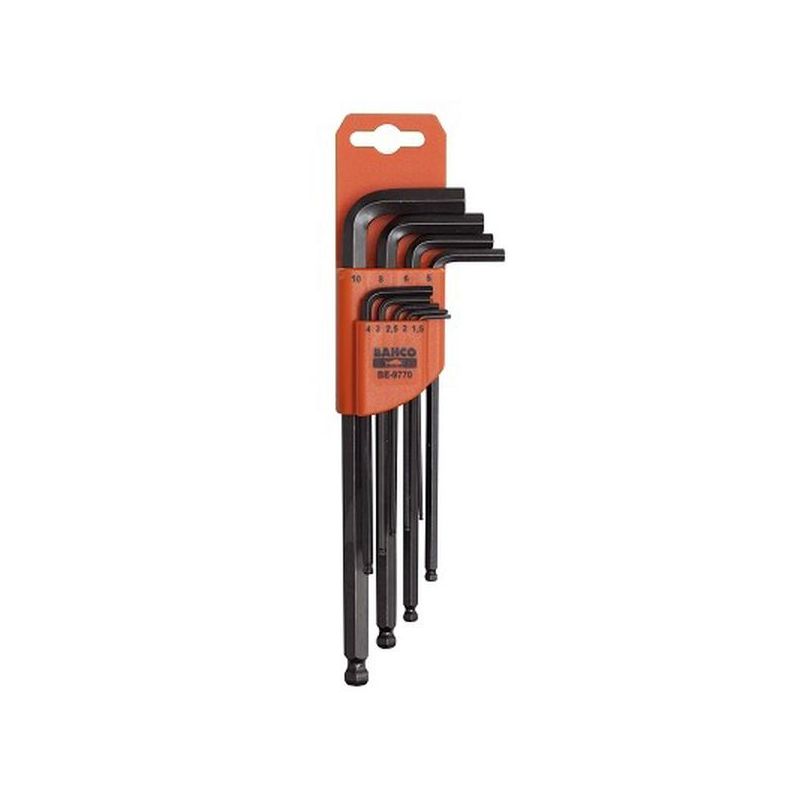 LLAVE ALLEN P/BOLA 1,5-10MM LARGA ACODADA BAHCO 8 PZ