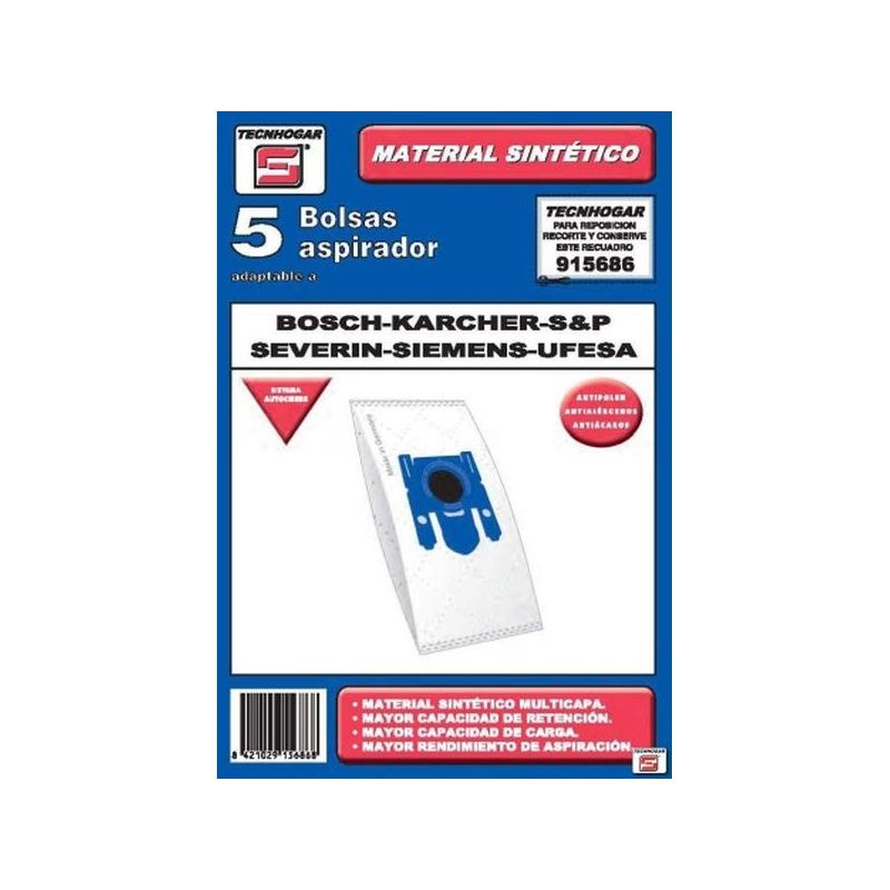 BOLSA ASPIRADOR PAPEL BOSCH-SIEMENS-UFESA 915639 THOGAR 5 PZ